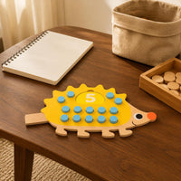 Number Frame Math Toy Montessori Hedgehog Counting Board Safe Wood for Preschool