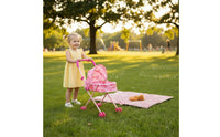 Baby Doll Carriage Iron Pipe Frame Toy Pram Realistic Design for Girls, Kids 3-6