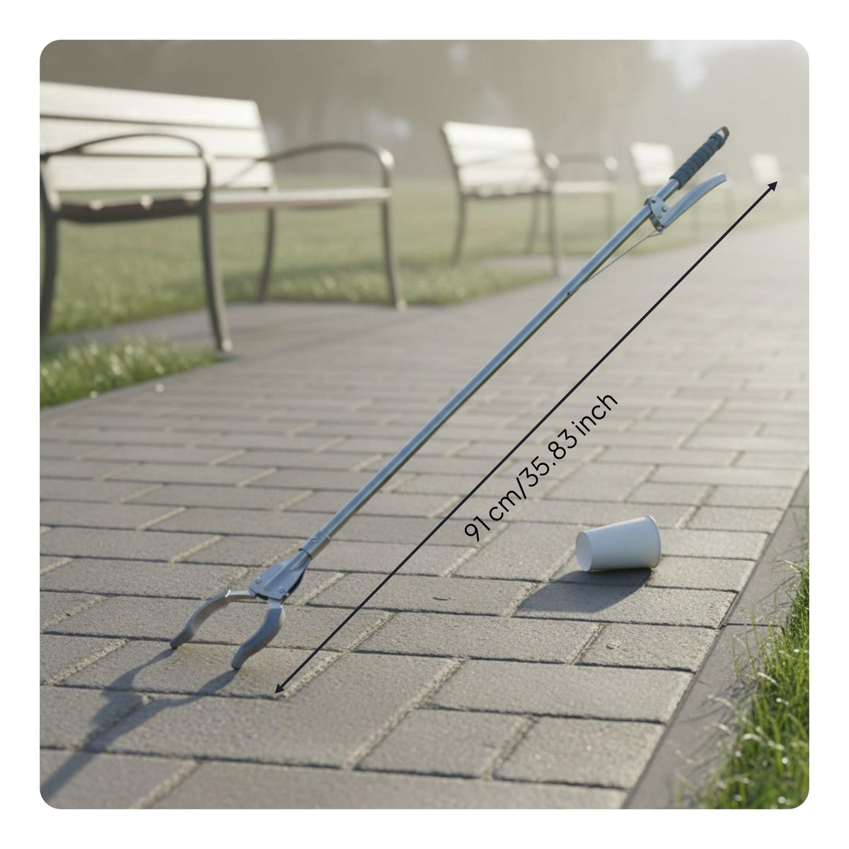 Long Reach Grabber No Bending Stainless Steel Grabber Claw Comfortable Press Action Heavy Duty Trash Picker for Elderly