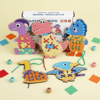 Kids Sewing Lacing Toy Polished Edges Wooden Lacing Board Set for Travel