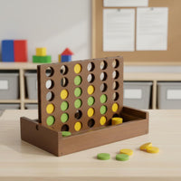 Four in a Row Game Educational Wooden Four in a Row Game Two Player for Classroom