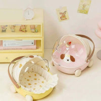 Doll Cradle Display Case Clear View Lid Figurine Baby Carriage Container
