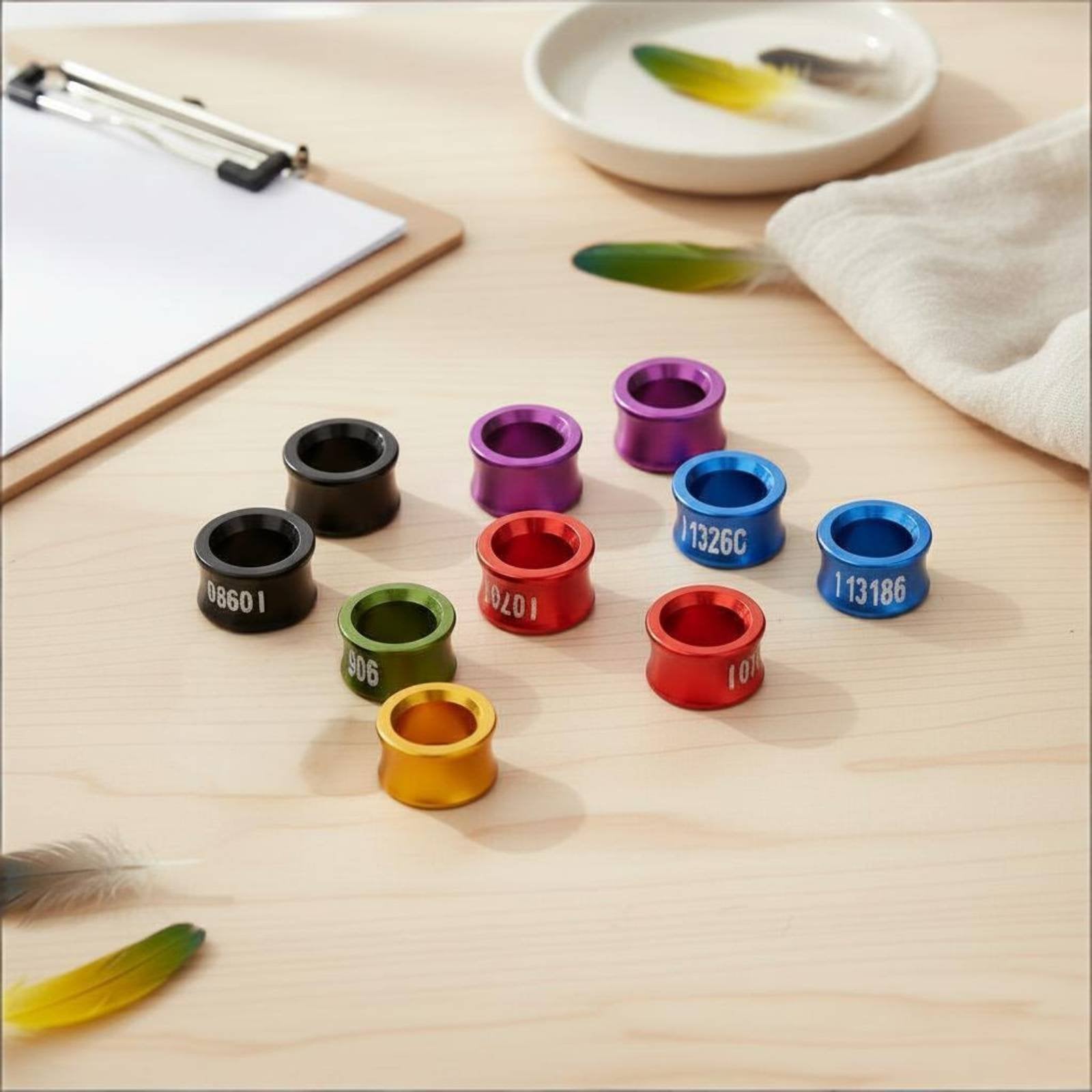 10 Pieces Parrot Foot Band Mixed Colors Aluminum Bird Leg Band for Aviary