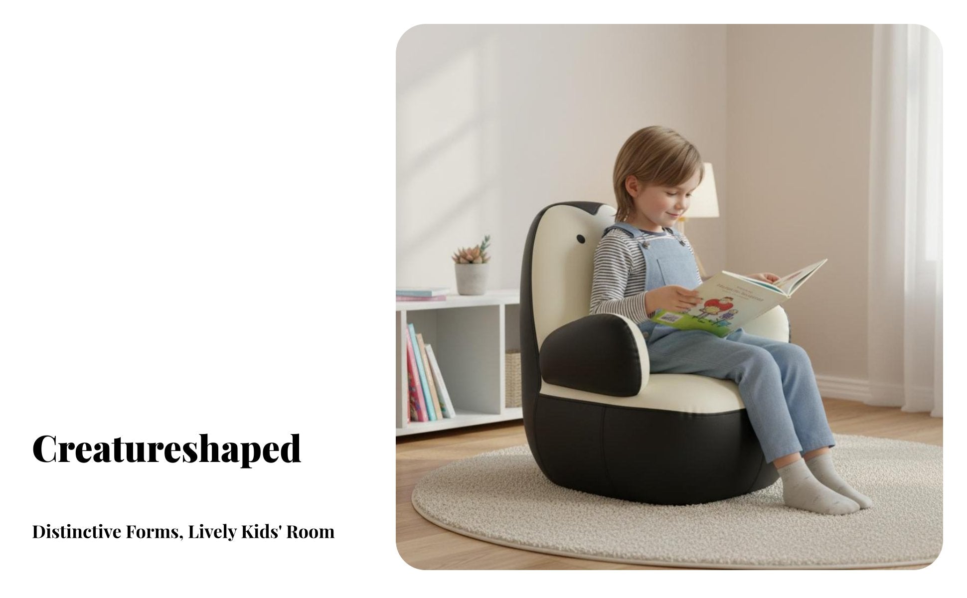 Creature Shape Penguin-Shaped Sofa High-Density Foam children's Furniture Rounded Edges Child s' Seating Thick Cushion for Toddlers, Parents, Reading Corner, Playroom, Kindergarten, Living Room