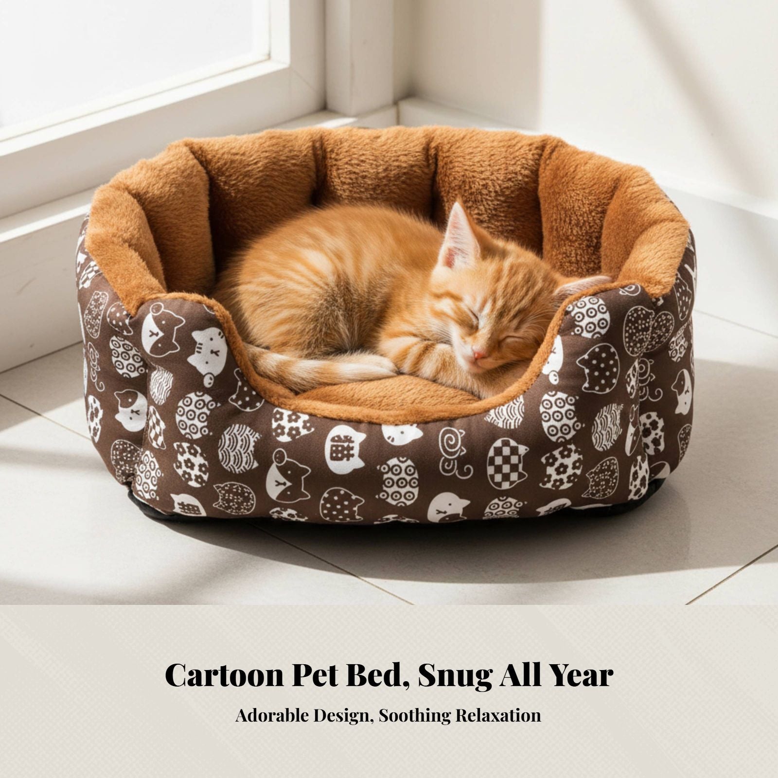 Cartoon Cat Bed Dog Mat Winter Warm Pet Bed PP Multi-Scene Use