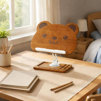 Bamboo Book Stand Multi-Function Adjustable Book Stand Stable Base for Children