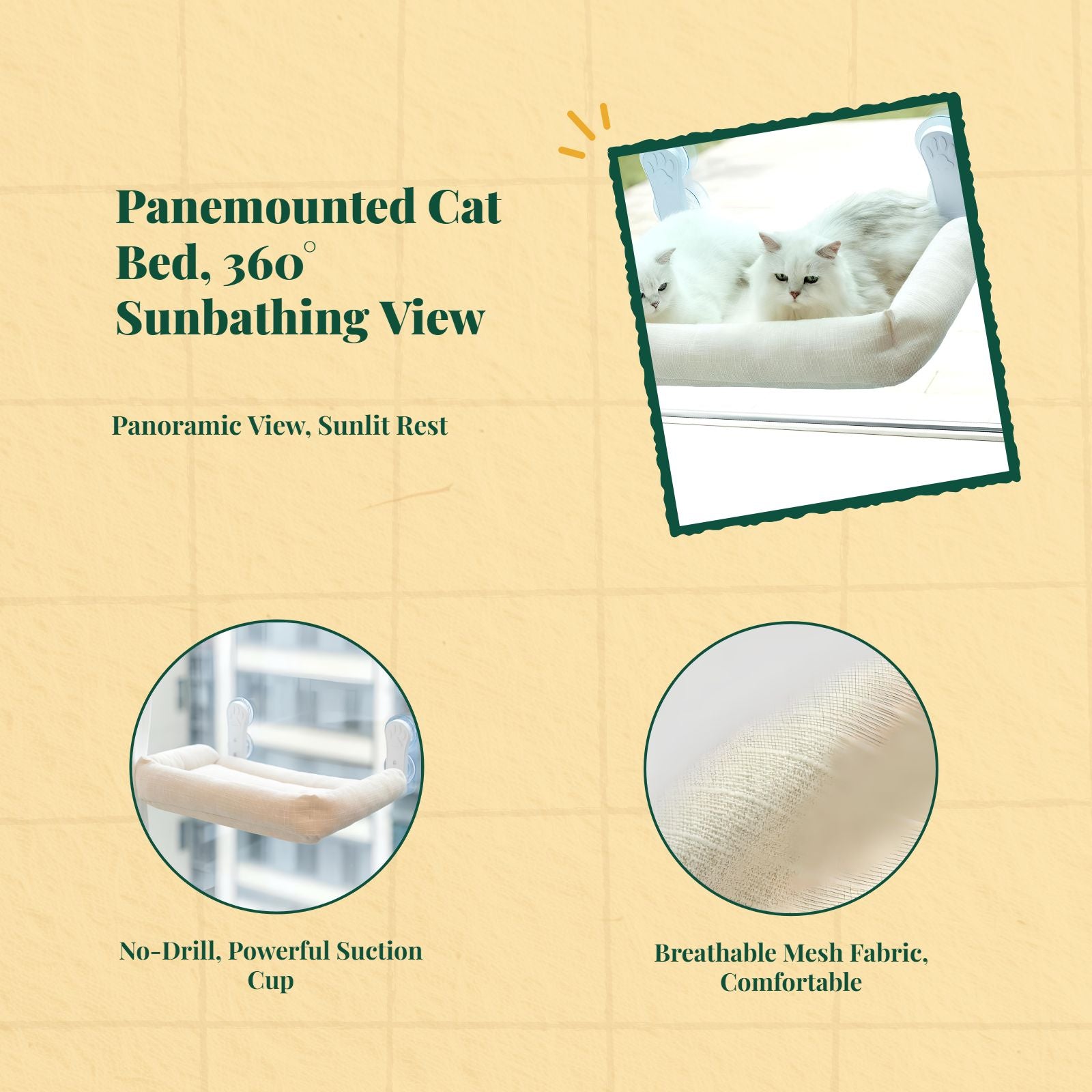 Cat shelf with suction mount.