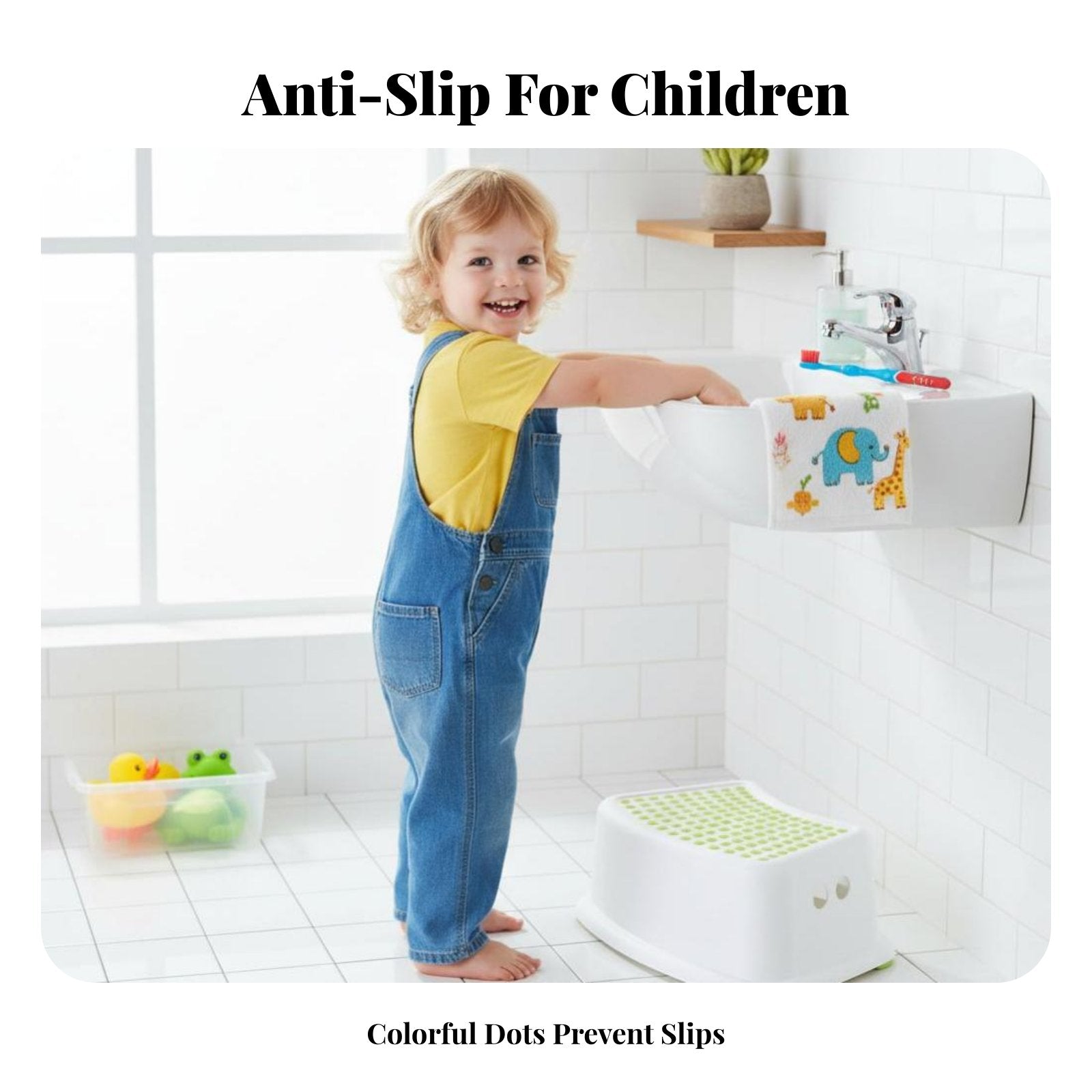 toddler's Step-up Stool Multi-Purpose Footstool Stable Base for Kitchen, Bedroom