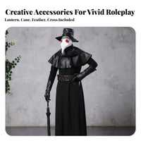 Plague Doctor Costume Faux Leather Accents Gothic Steampunk Robe Scary for Women