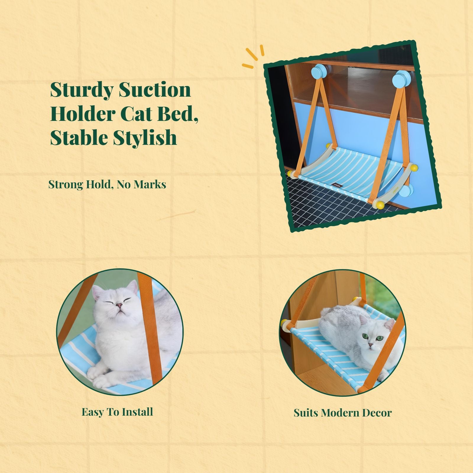 Suction cat window perch, breathable bed