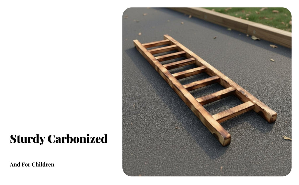 16 Pieces Carbonized Wood Kindergarten Physical Training Set Encourages Active Play Kids Balance Beam Course Builds Strength Wooden Climbing Frame Set Long-Lasting Construction for Toddlers, Teachers, Parents, Daycare Center, Outdoor, Playground