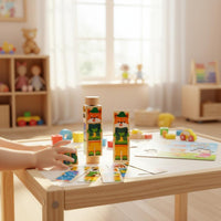 Rotating Block Learning Toy Early Education Wooden Mix and Match Blocks