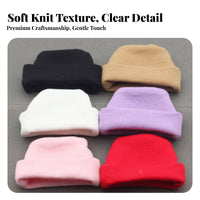 Cuffed Doll Hat Soft & Comfortable Miniature Knitted Hat Ribbed Texture Miniature for BJD Enthusiasts