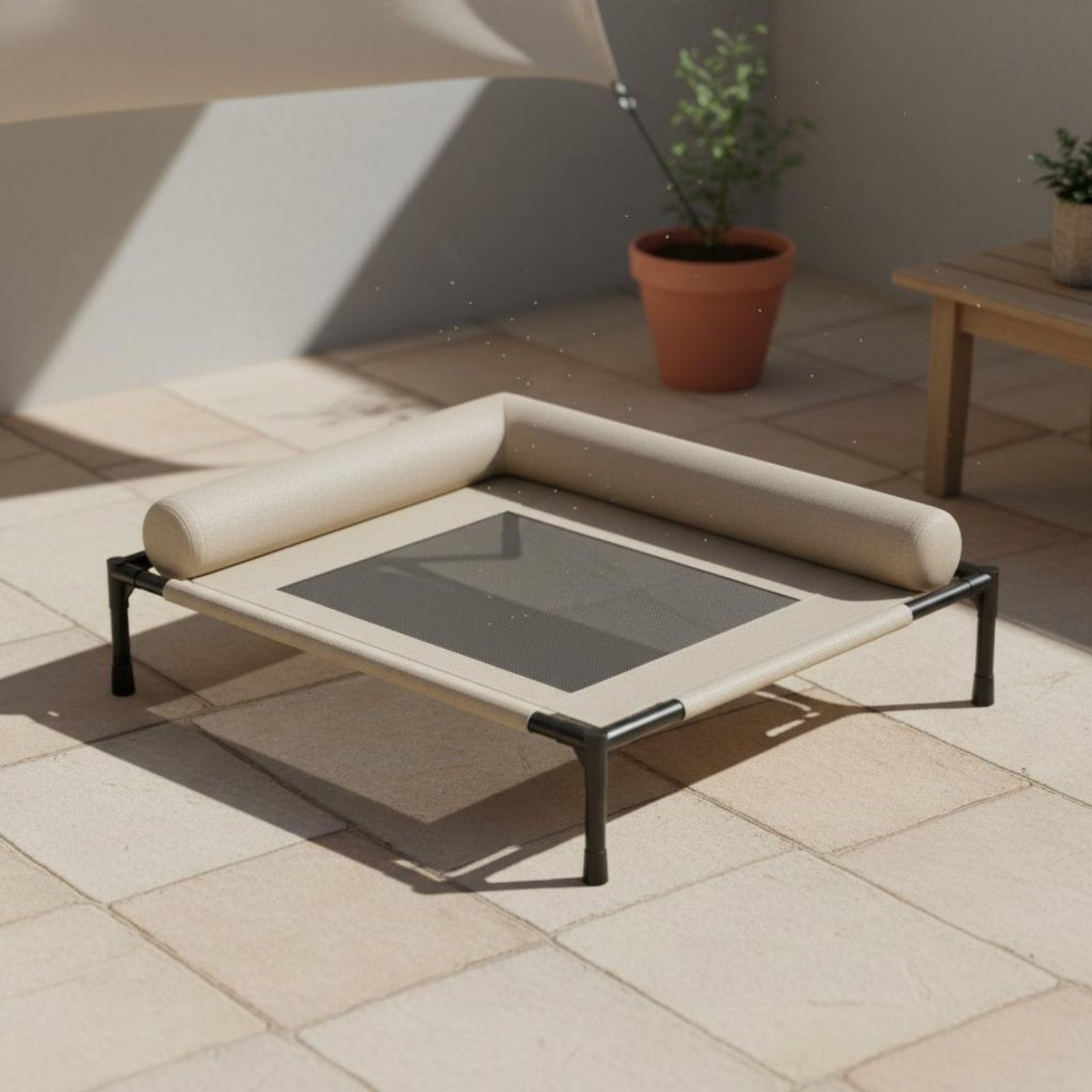 Elevated Dog Bed Easy to Clean Raised Pet Cot Sturdy Metal Frame for Outdoor