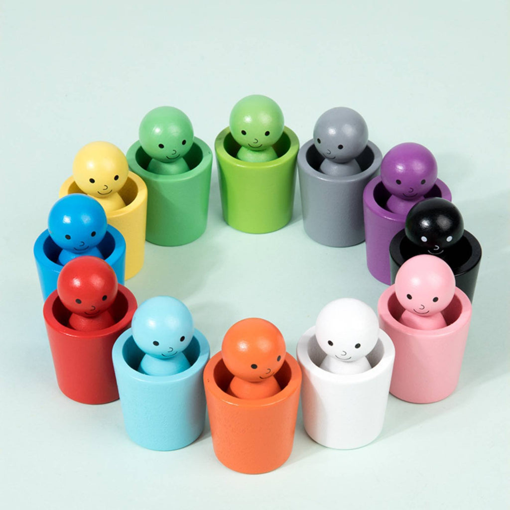 12 Pieces Wooden Color Sorting Stacking Toy Educational for Preschool