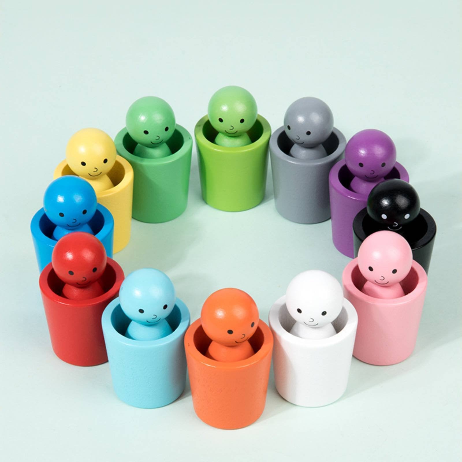 12 Pieces Wooden Color Sorting Stacking Toy Educational for Preschool