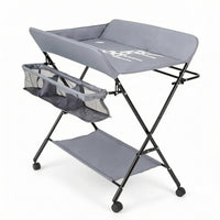 Adjustable Height Changing Table Textile Shelf Foldable Changing Table Wheeled