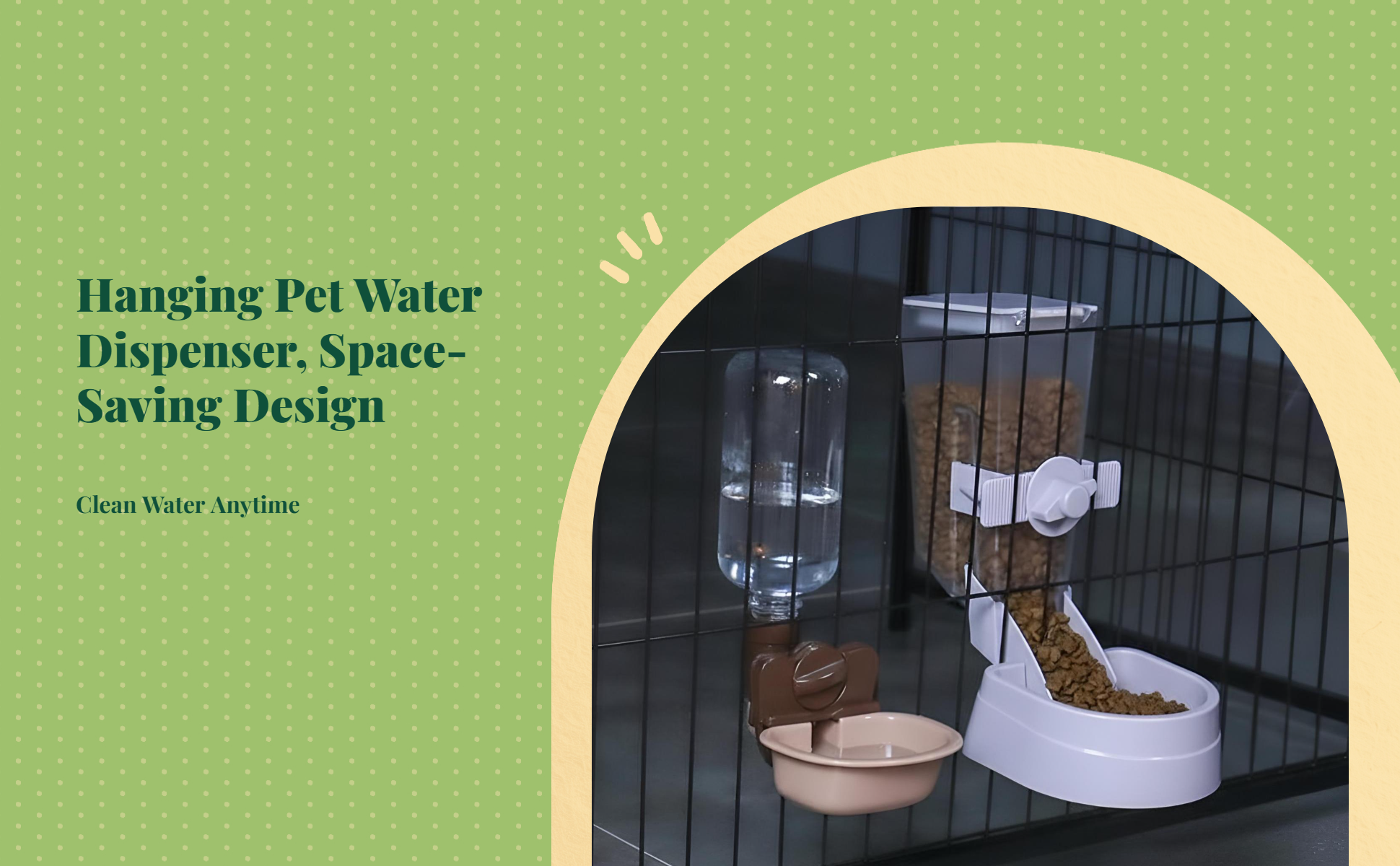 Automatic Hanging Pet Water Dispenser, Non-Drip, Removable