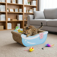 Bathtub Cat Scratcher Multifunctional Bathtub Shaped Cat Nest Furniture Protector Curved Shape Scratching Board for Kittens