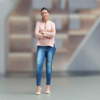 Ponytail Girl Figurine Resin Material Standing Woman Miniature for Collectors