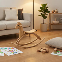 Wooden Rocking Horse Sturdy Solid Wood Rocking Horse Smooth Young Child Riding Toy for Children, Kids