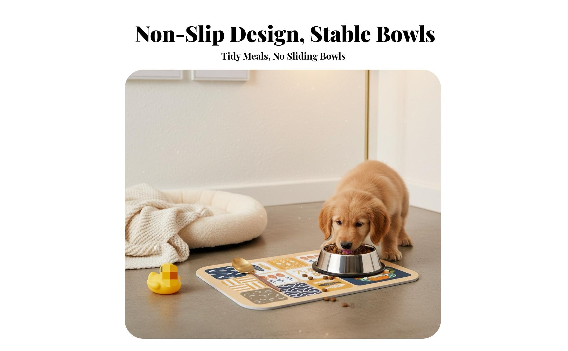 CumulusShaped Bowl mat Non-Sraised border Feeding Mat leak-resistant for Indoor, Kitchen