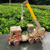 Wooden Crane Truck Decorative Wooden Tow Truck Model Moving Arm for Children