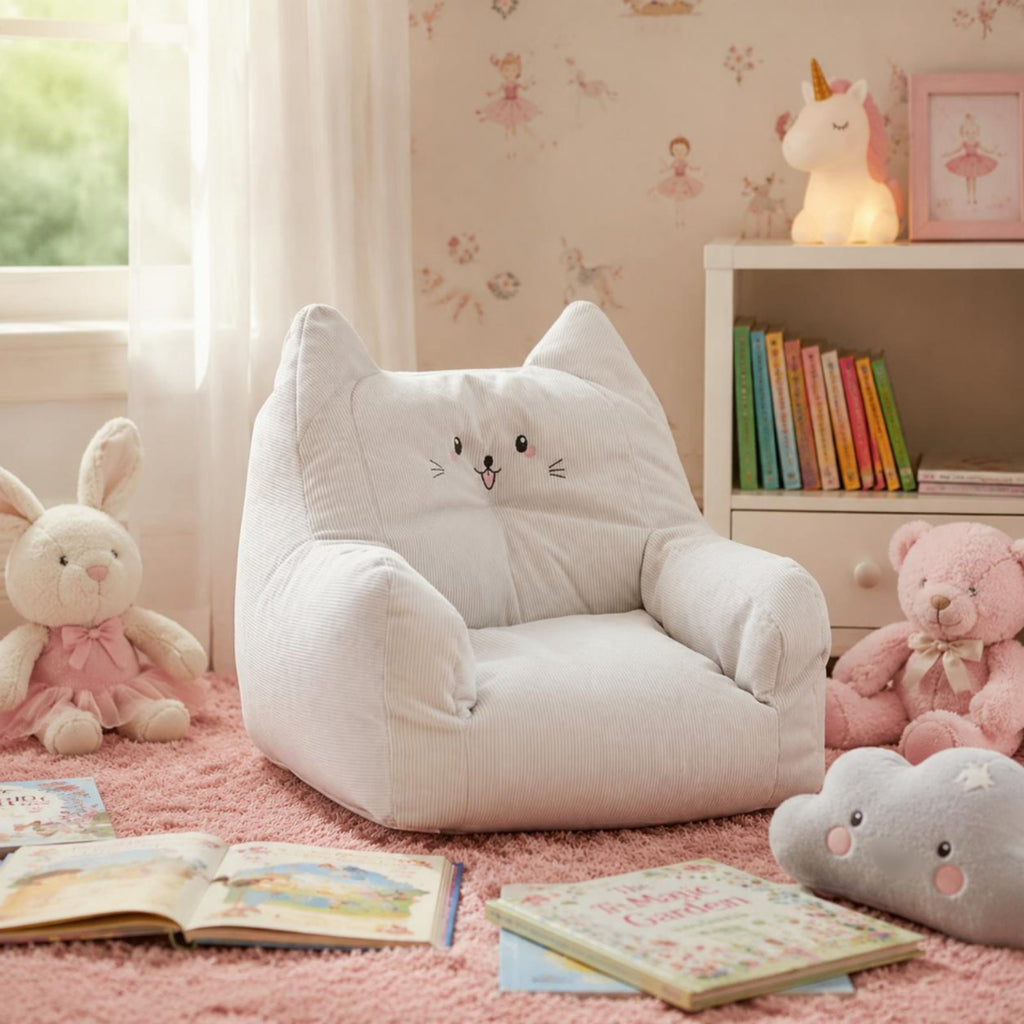 Kitten-Shaped Kids Sofa Lightweight Soft Toddler Sofa Portable for Playroom