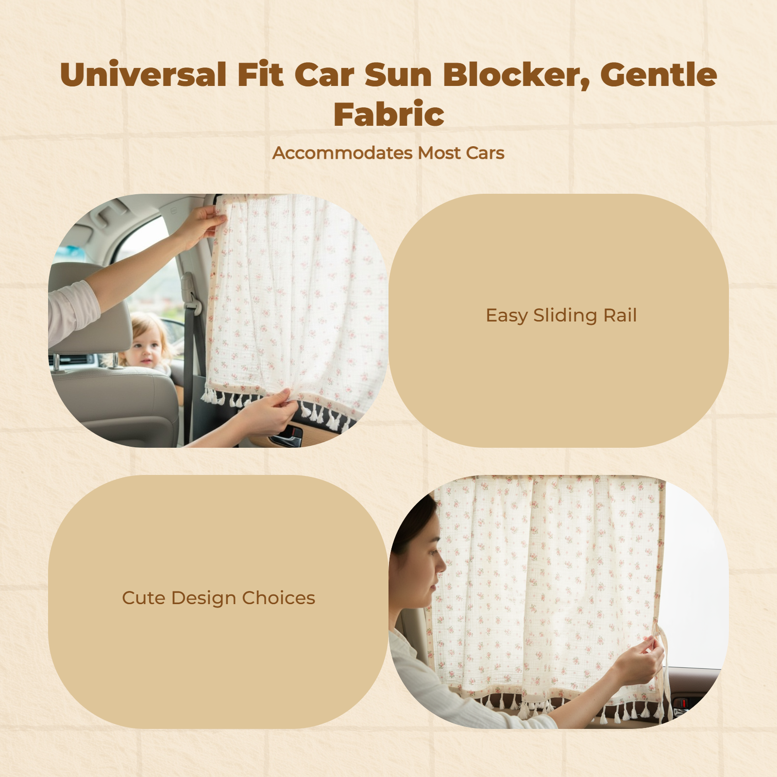 Car Pane Shade, Sliding Rail Installation, Light-blocking Shade Panel for Infants, Sun Protection, Privacy, Heat Insulation