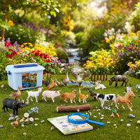 Realistic Poultry Figurines Hand-Painted Poultry Statue Set Display Box Animal Statue Set for Gift