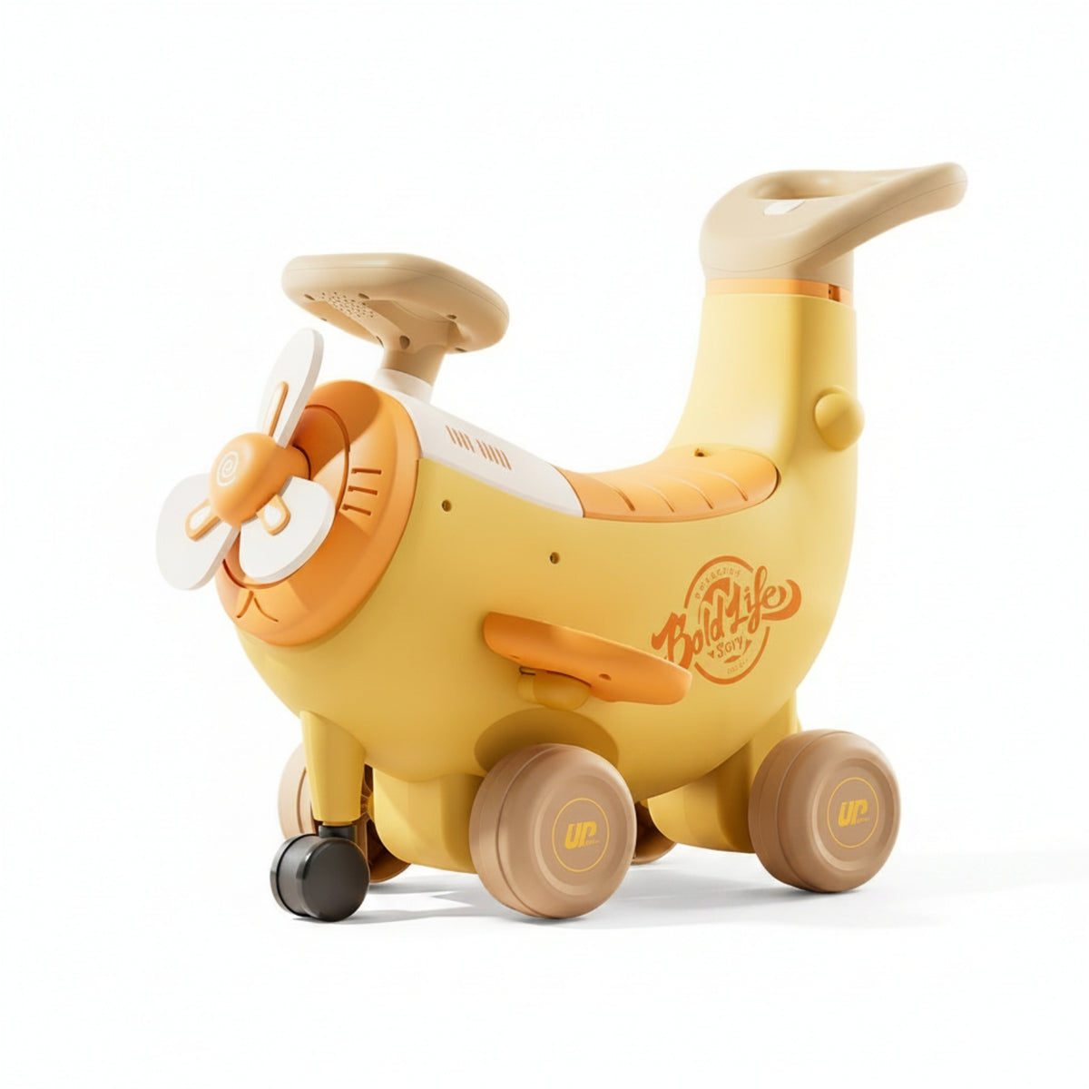 Banana Airplane Rideable Foldable Footrests Kids Vehicle Push Handle