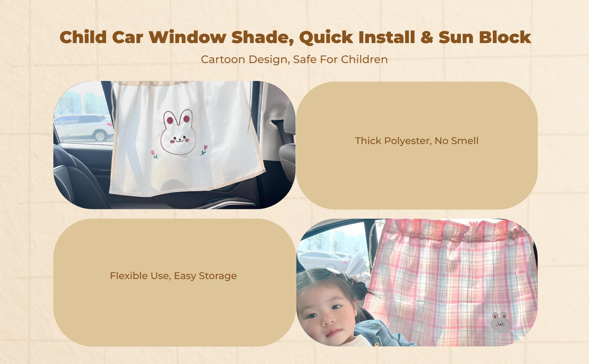 Car Window Shade, Privacy Protection, Sunlight Protection, Infant Sun Shield, Suction holder Screen, Kids Car Window Shield, Easy Installation, Cute Panda Pattern