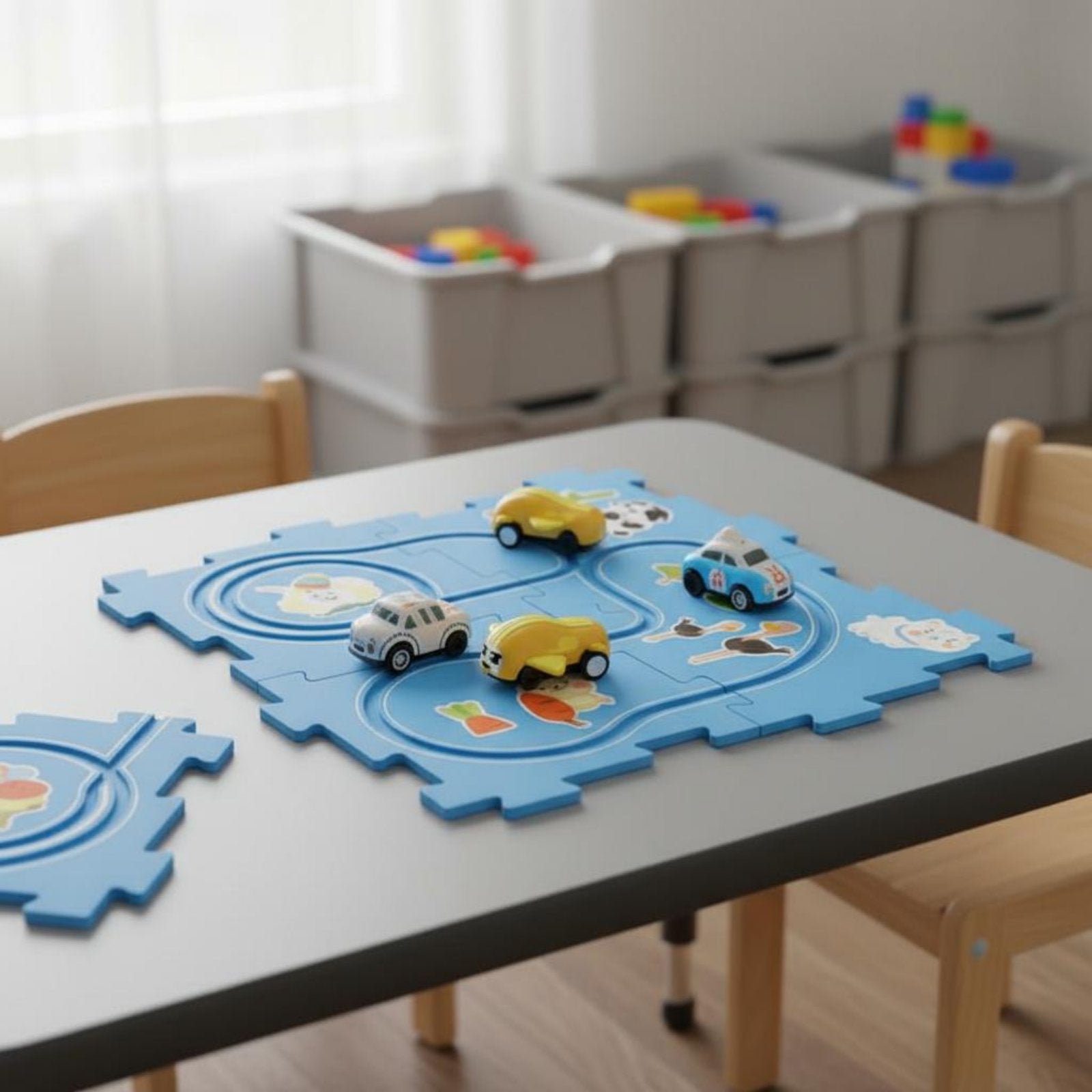 Electric Car Track Playset ABS Material DIY Race Track Assembly Set for Boys