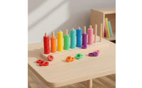 Wooden Color Sorting Toy Labeled Learning Activity Educational