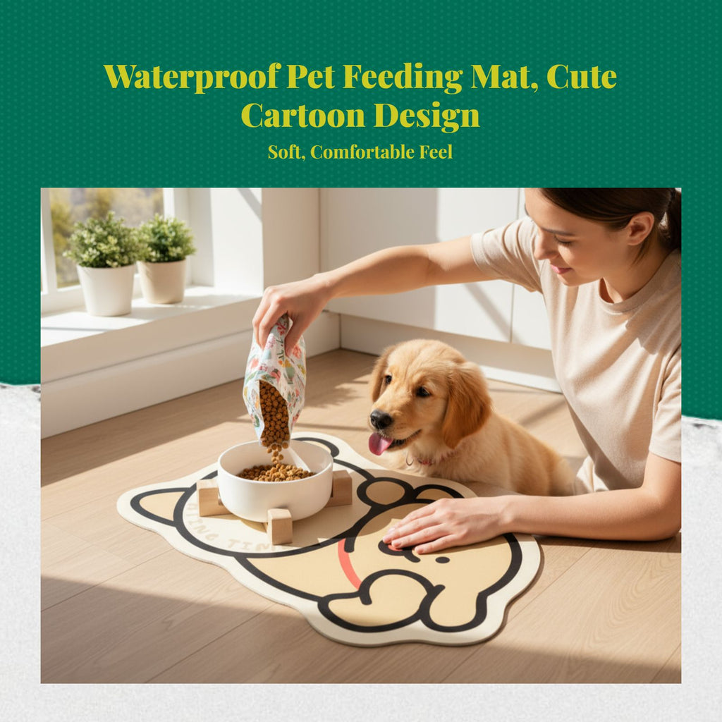 Cat Feeding Mat, Non-Slip Diatomaceous Earth Pet Food Mat, Absorbent, Quick Dry, Protects Floors, Easy to Clean, Prevents Spills, Pet Placemat for Messy Drinkers, Non-Slip Base, 18 x 12 inches