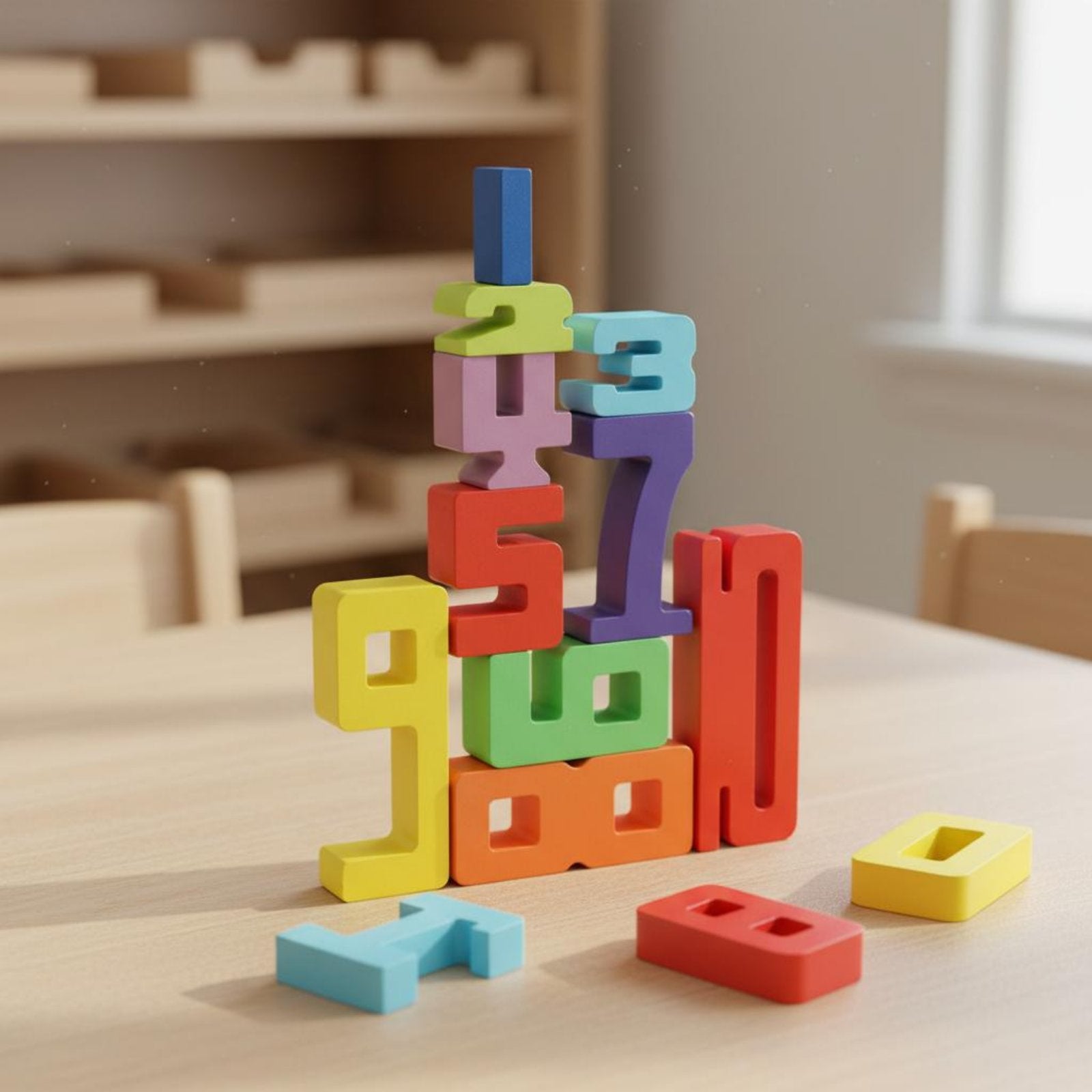 Wooden Number Stacking Blocks Learn Through Play Colorful Wooden Number Game