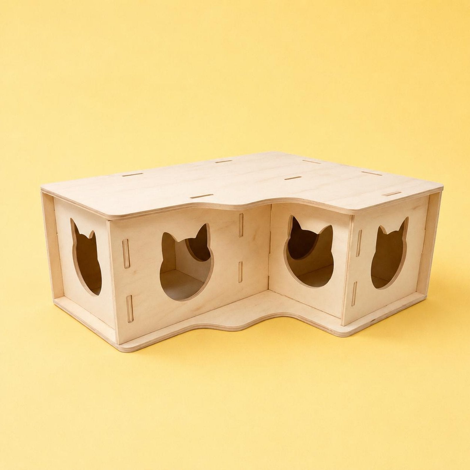 Wooden Hamster Hideout House Natural Wood Double-Room Hamster House