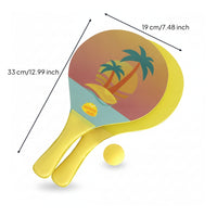 2 Pieces Wooden Beach Paddle Yellow Beach Paddle Rounded Head