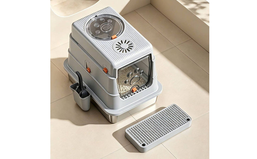 Stainless Steel Litter Box Easy to Clean Enclosed Feline Litter Box Rust