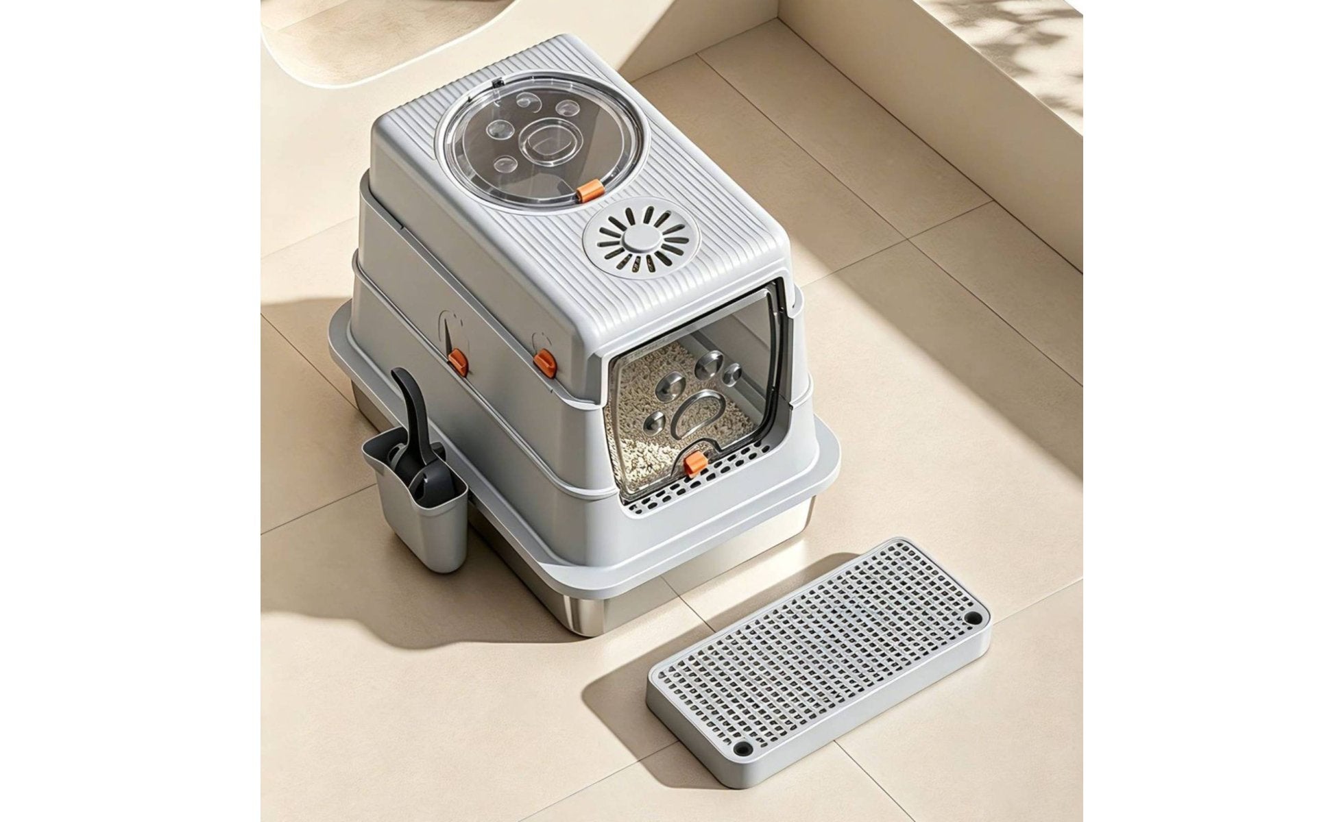 Stainless Steel Litter Box Easy to Clean Enclosed Feline Litter Box Rust