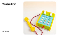 Wooden Toy Telephone Raised Buttons Kids Plaything Colorful for Preschoolers