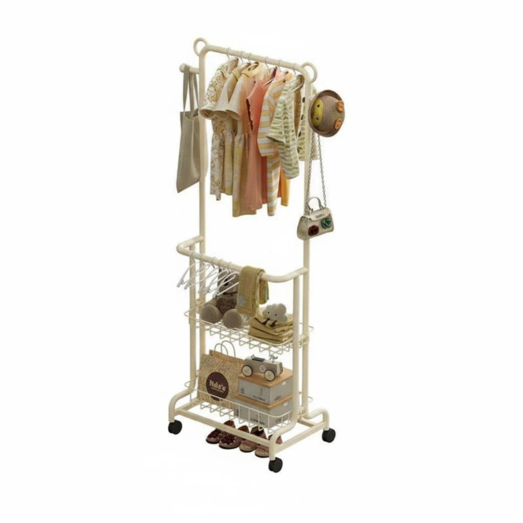childs' Mobile Clothes Rack Child-Appropriate Height Young Child Dress-up Station Sturdy Construction Strong Load-Bearing