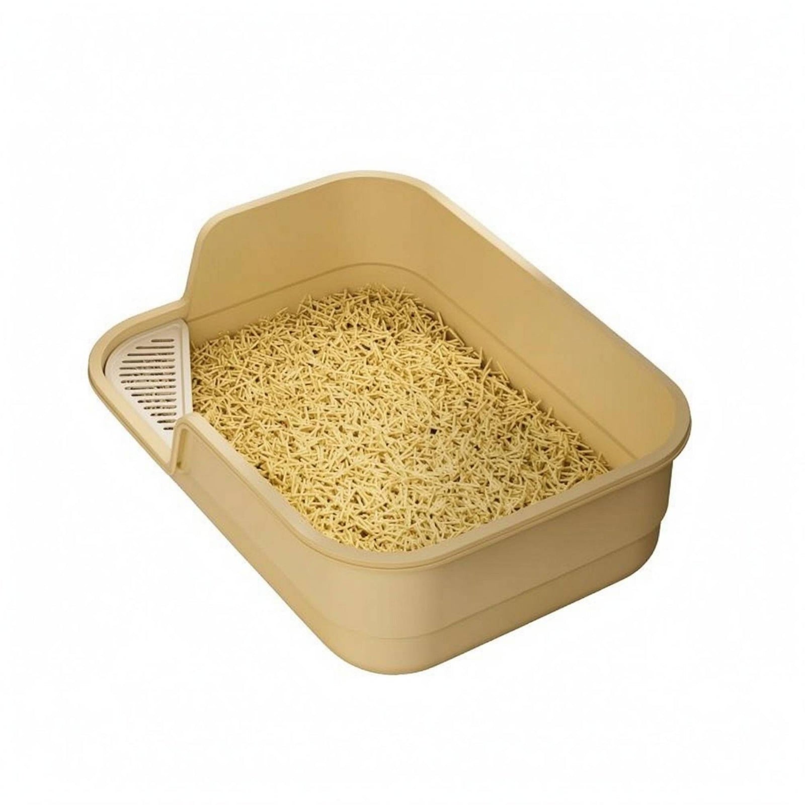 Semi-Enclosed Litter Box Removable Scoop Uncovered Top Feline Litter Box