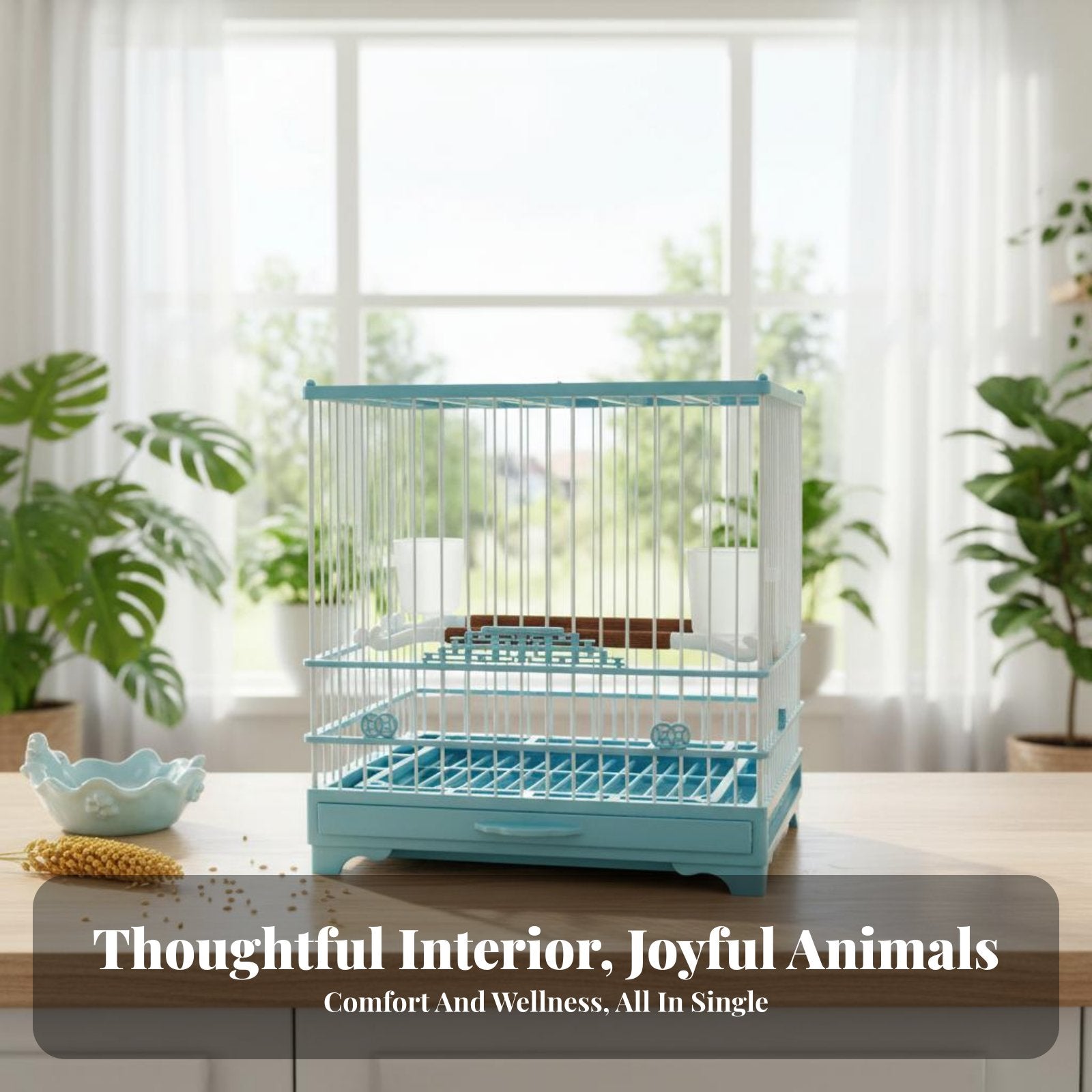 Square Finch housing Narrow Wire Spacing avian Housing reliable-latch for Indoors, Home