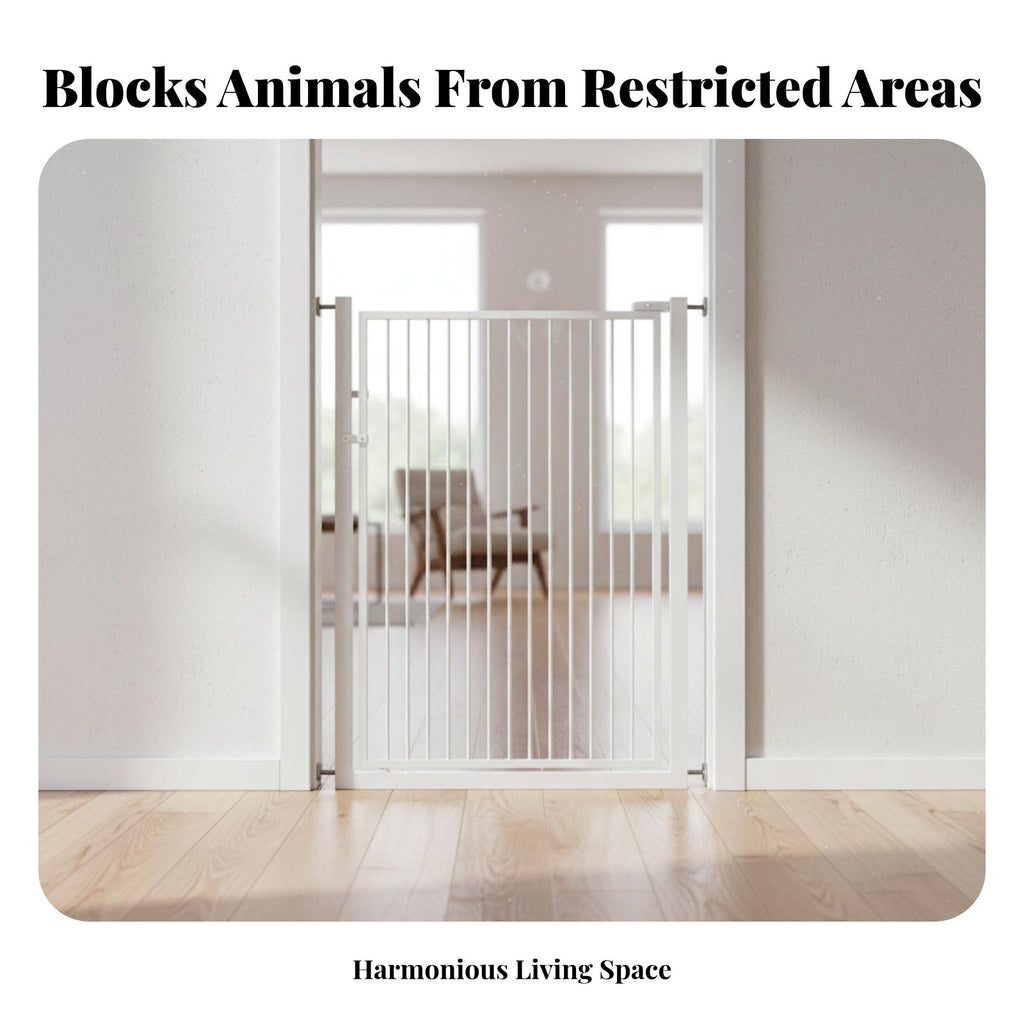 Adjustable Width Pressure-Mounted Pet Gate Drill-without Drilling Installation Pressure-Mounted Swing Gate Narrow Bar Spacing Indoor Fence Extendable Height for Cat Owners, Families, Renters, Indoors, Doorways, Hallways, Stairways