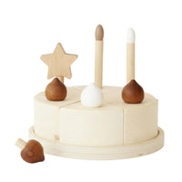 Pretend Cake Set Matte Finish Wooden Birthday Cake Toy Smooth Surface for Display, Children
