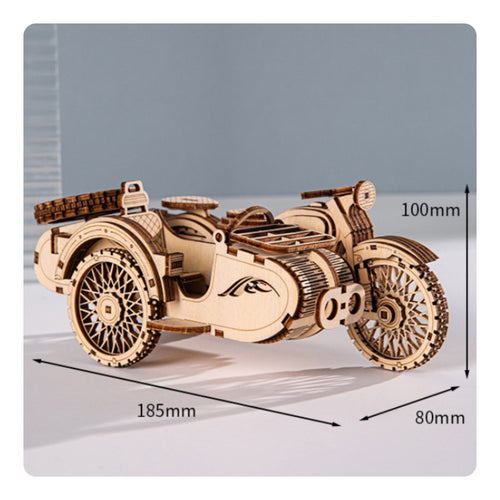 3D Wooden Motorcycle Creative Gift Toy Cut Pieces for Craft Time, Kids