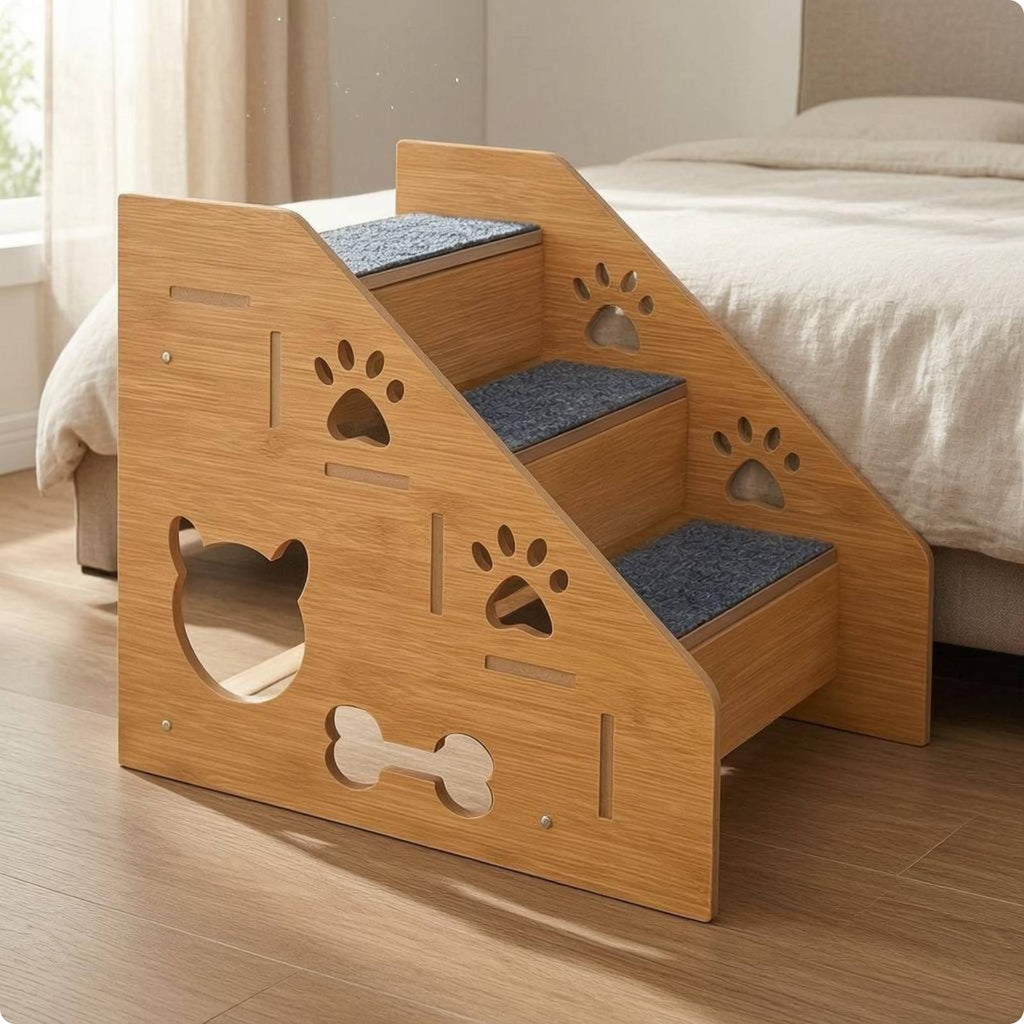Wooden Pet Stair Ramp Decorative Dog Steps Sturdy for Sofa