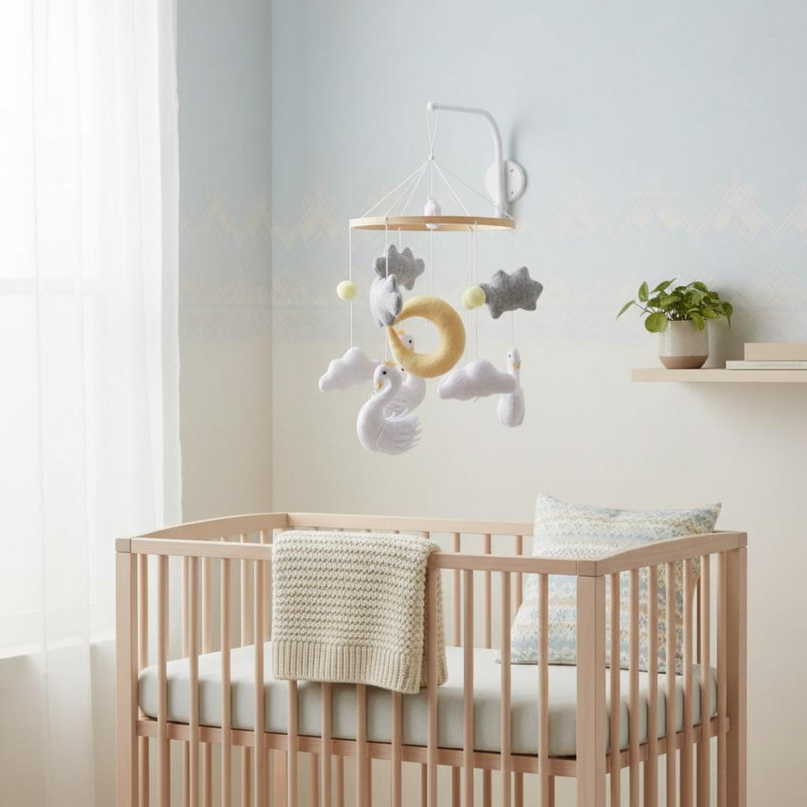 Textile Puff Crib Mobile Nordic Design Puff Crib Mobile Nursery Decor