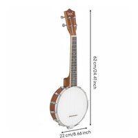24 Inch Banjo Portable 4-String Banjo Long-Lasting Wood Body for Practice